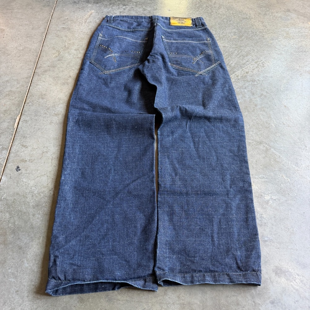 Vintage Y2K Southpole Baggy Dark Wash Straight Jeans Studded Mens 32x30 Skater